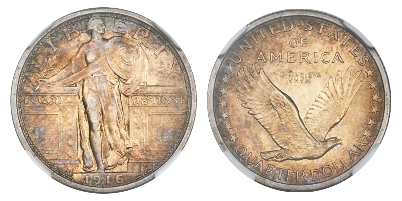1916 Standing Liberty Quarter Full Head Details