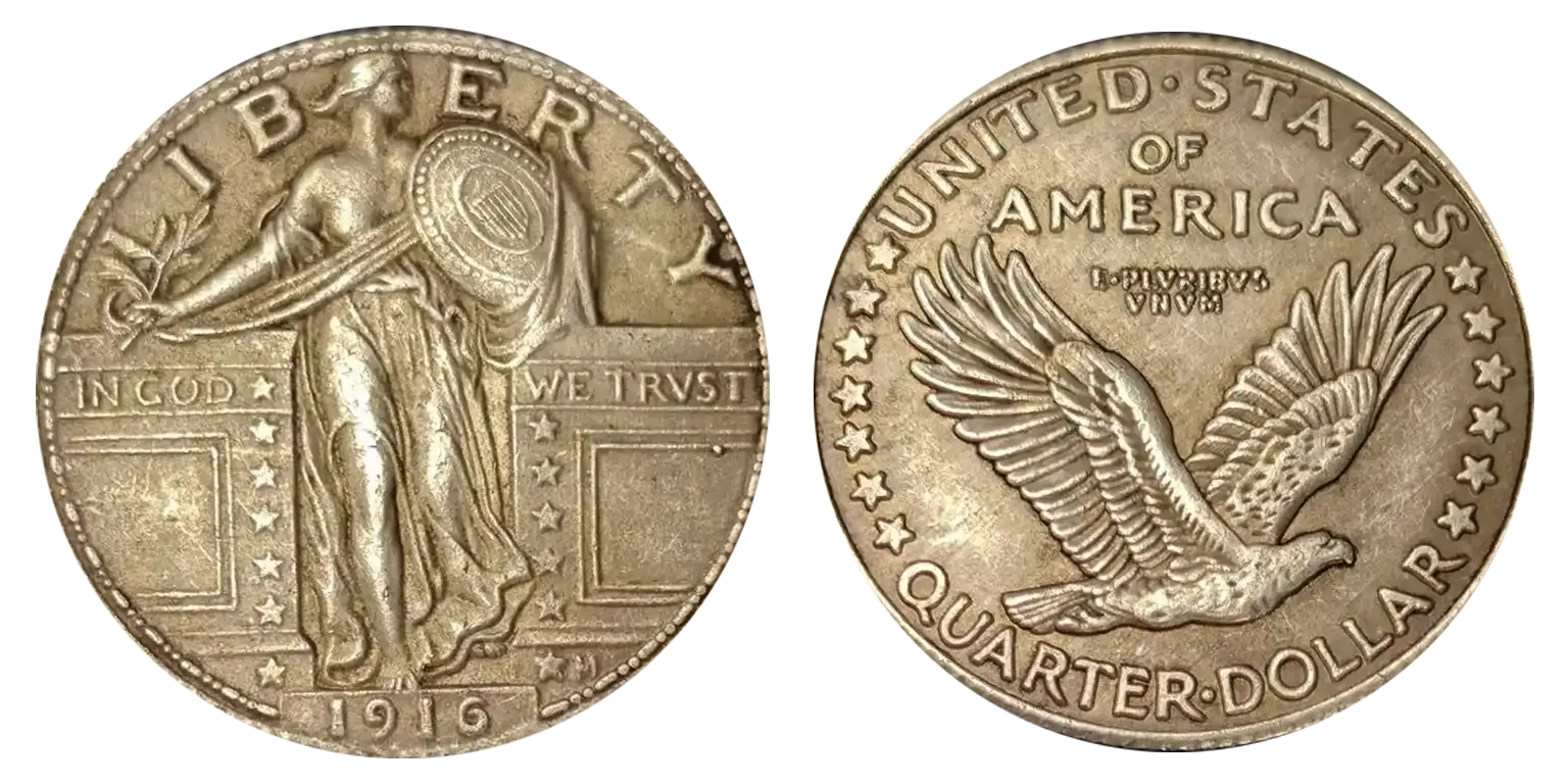1916 Standing Liberty Quarter High relief version
