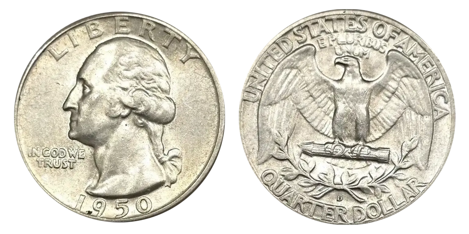 1950-DS Washington Quarter Double Die Reverse