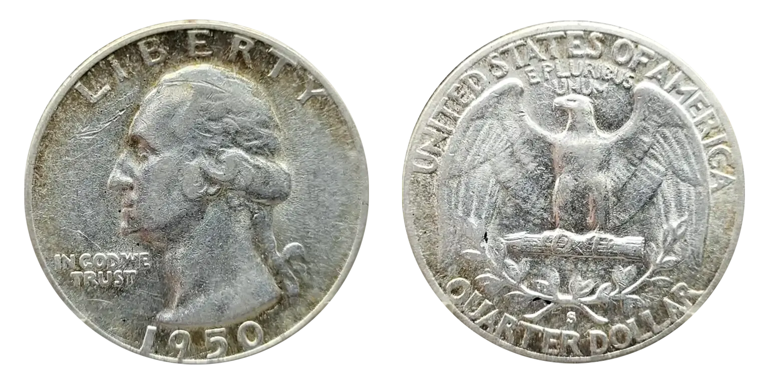 1950-DS Washington Quarter Error S Over D Mint Mark