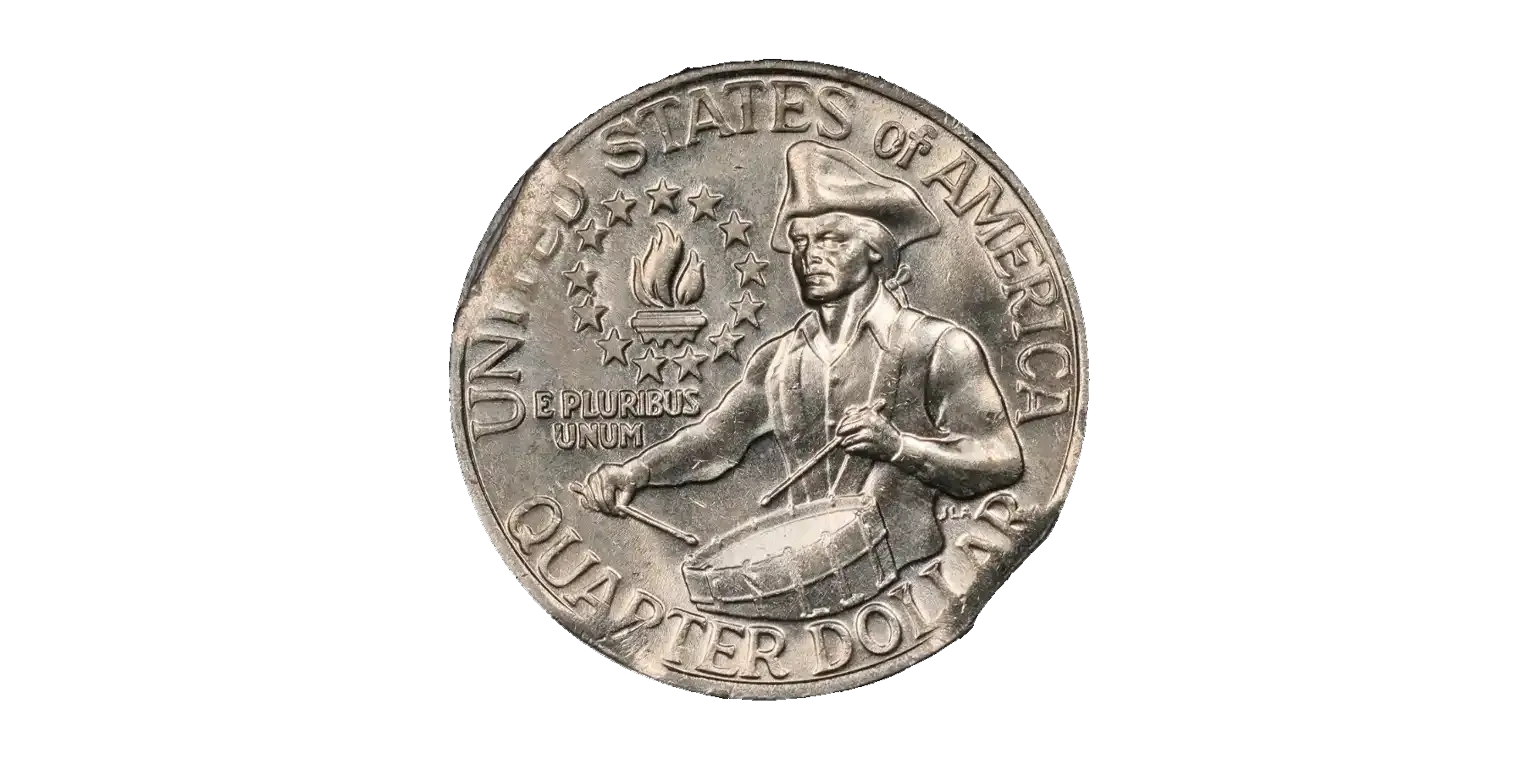 1976-s bicentennial silver quarter clipped planchet error