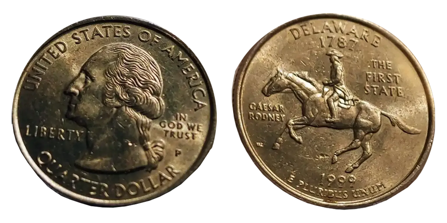 1999-P Delaware Spitting Horse Quarter Die Crack Spitting Horse